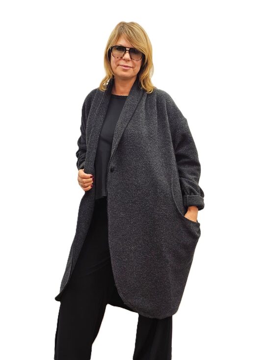 Tumši pelēks oversize mētelis